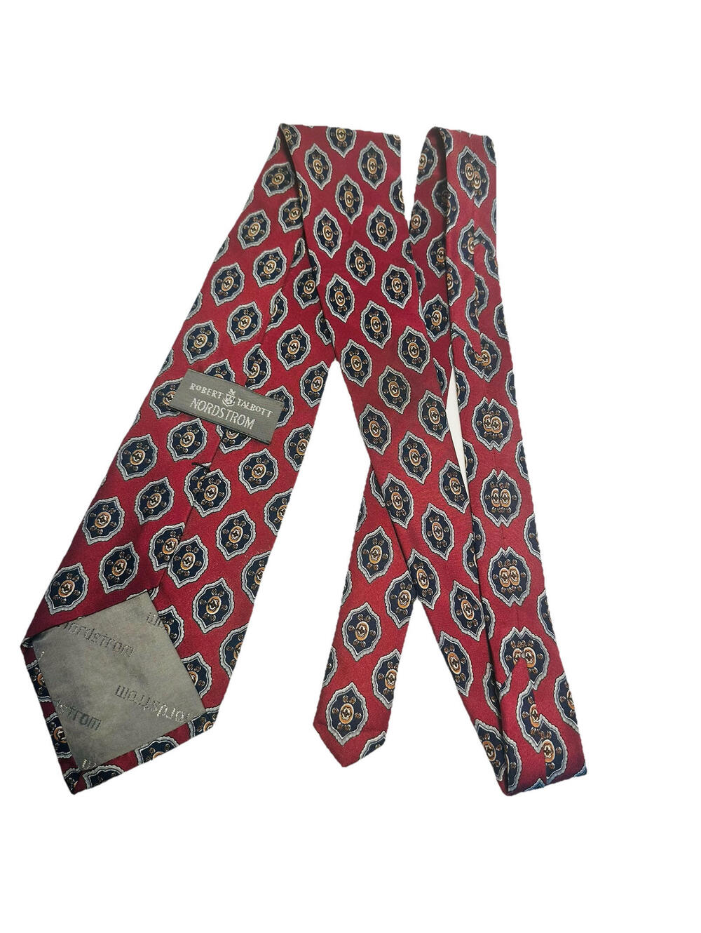Robert Talbot Tie Red With Blue Oval Pattern .